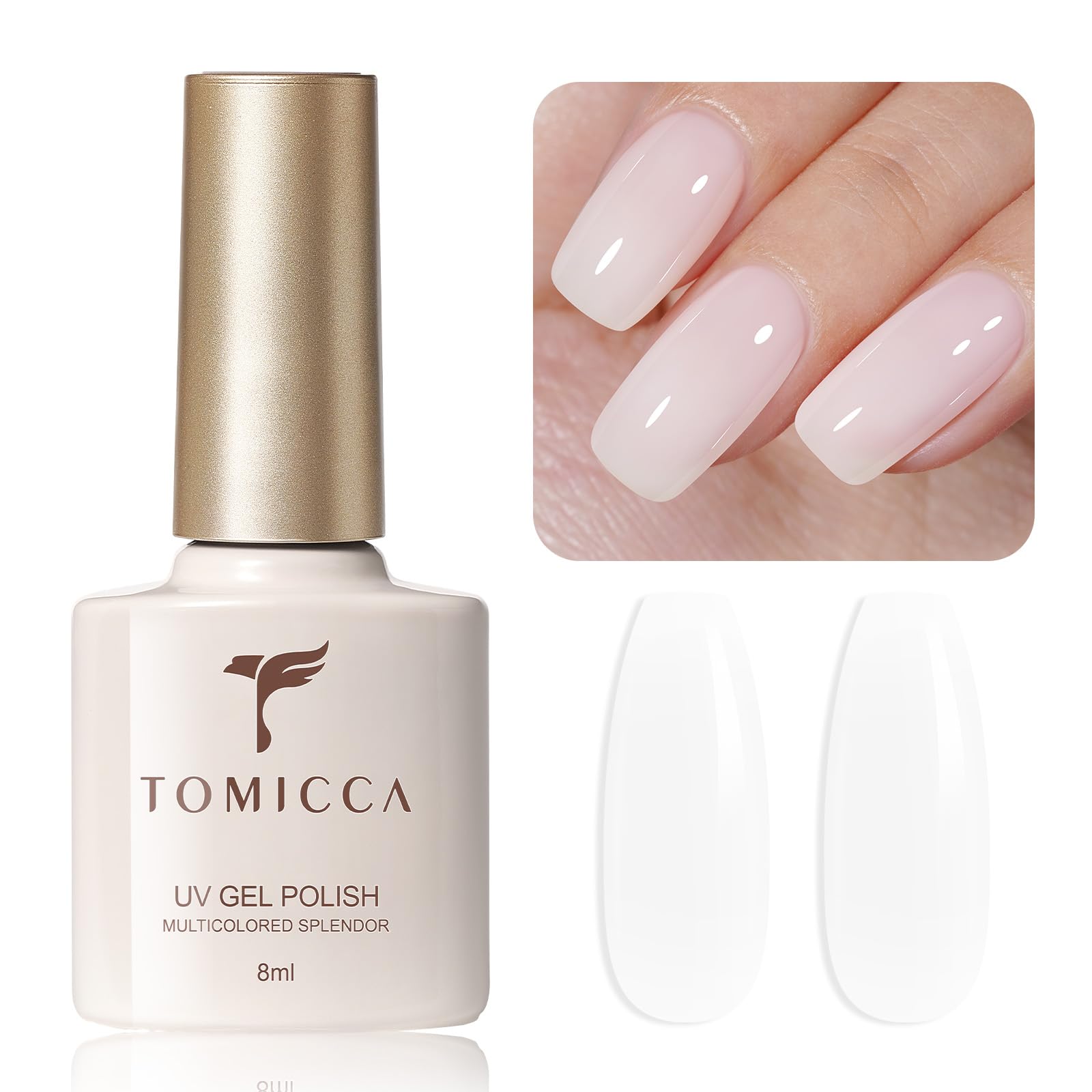 TOMICCA Vernis Semi Permanent, Blanc Laiteux Vernis Gel UV Semi Permanent, Soak Off Vernis Gel UV LED Gel Cadeau Pour Salon de Manucure DIY Home, 8ML