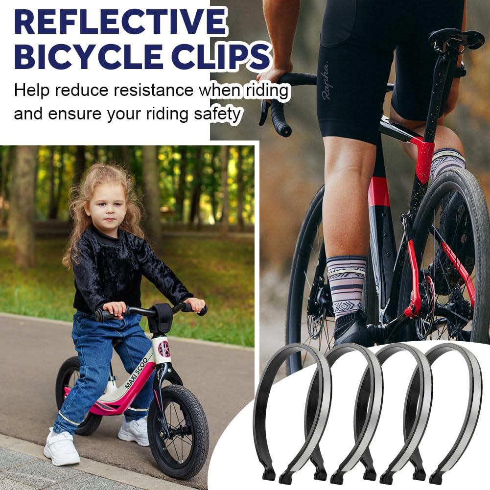 Flintronic 4 Pezzi Clip per Pantaloni da Bicicletta Riflettenti, Fasce di Sicurezza per Caviglie