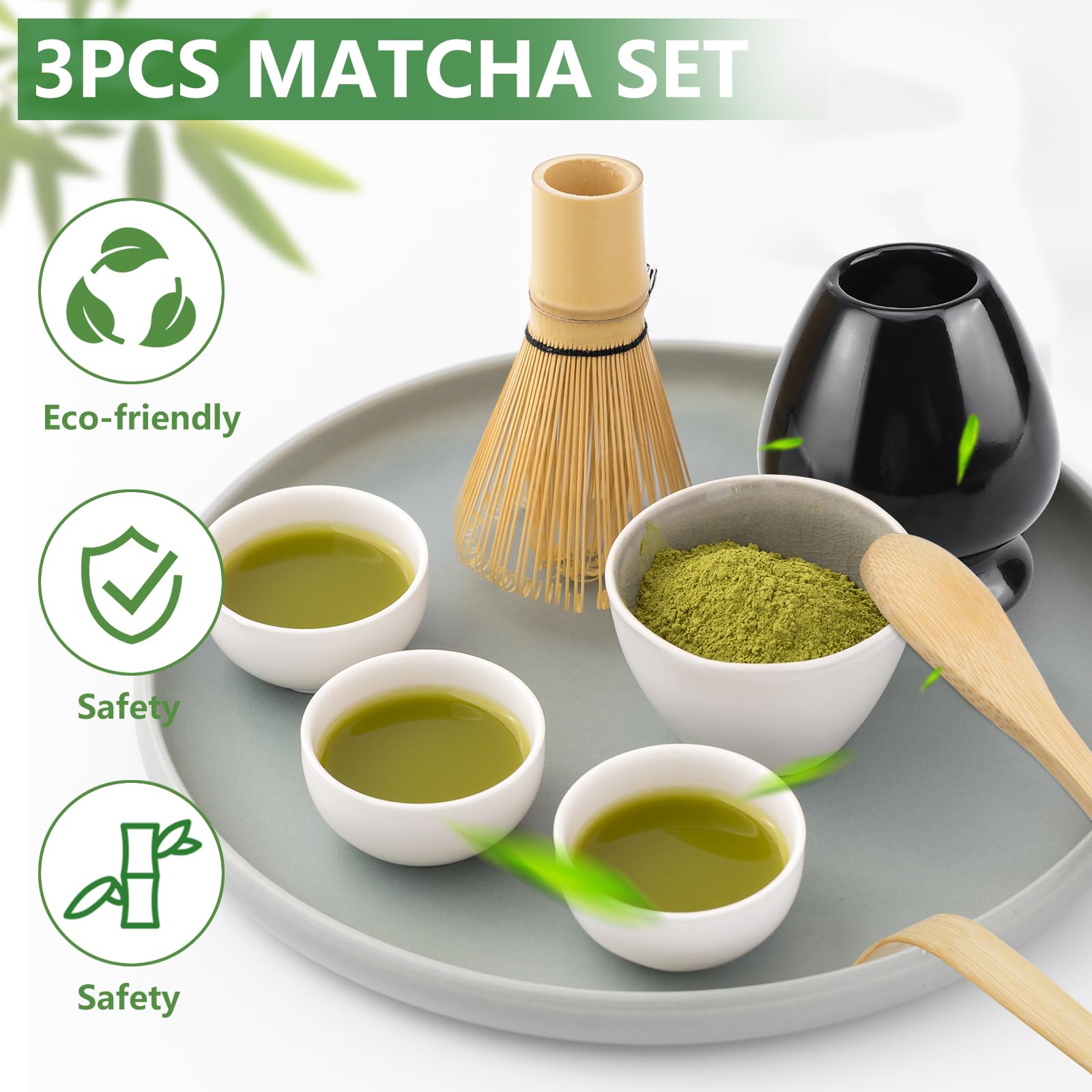 Macha Tea czarny – zestaw 4 sztuk miotełmatcha, miotła do matcha z 80 zębami, bambusowa miotła, ceremonia parzenia herbaty, prezent