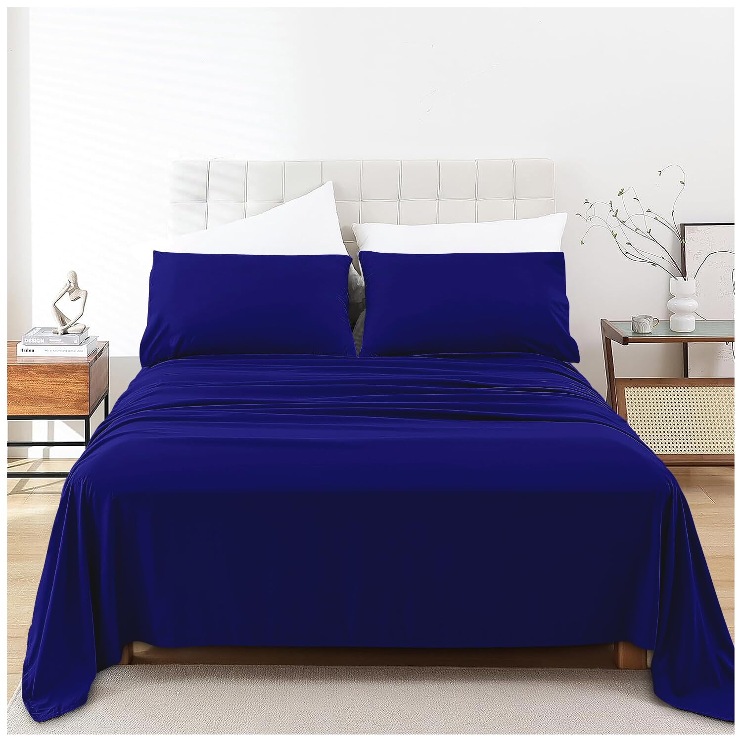 Gc Gaveno Cavailia Royal Blue Premium Flat Superking Sheet Hotel Bedding Polycotton Flats Sheets Plain Dyed Fabric Bedsheet