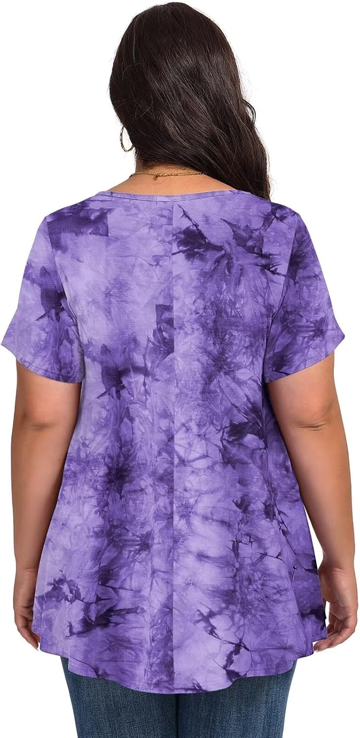 LARACE Plus Size Tops for Womens T Shirts Button Down Summer Clothes Short Sleeve Tunics Casual V Neck Blouses - Image 6
