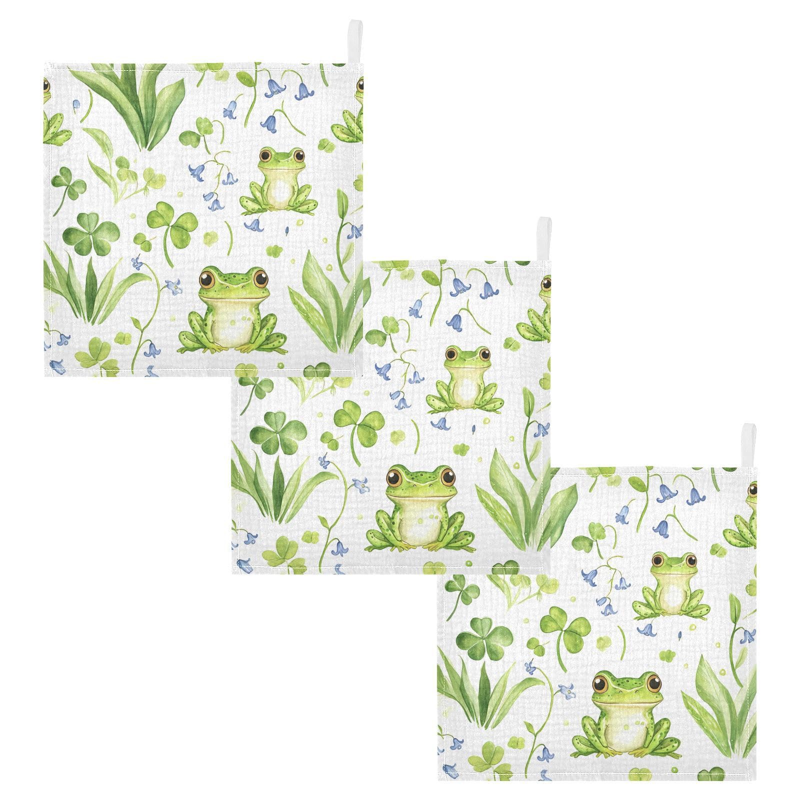 YETTASBIN Frogs Muslin Baby Hand Washcloths Soft Cotton Bath Face Towel 4 Layers Extra Absorbent Feeding Burp Cloth