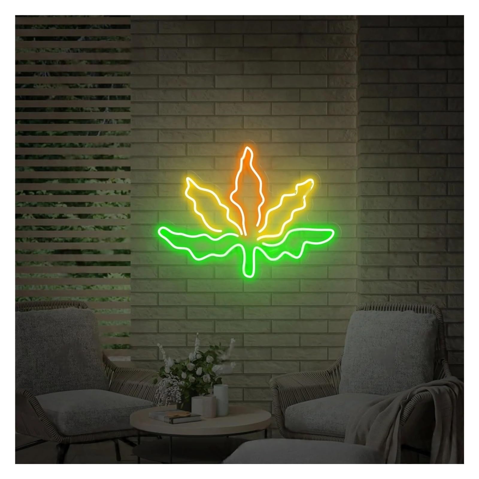 LEMST Signs Lamp Needle Leaf Neon Signs USB Powered, Adjustable Brightness Neon Lights Leaf Suitable for Bistro Party Decor Commercial Light(A,55cm)