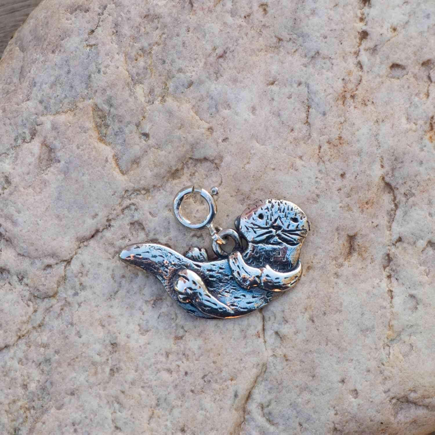 Sterling Silver Otter Charm for Charm Bracelet - Ocean Animal Gifts for Women