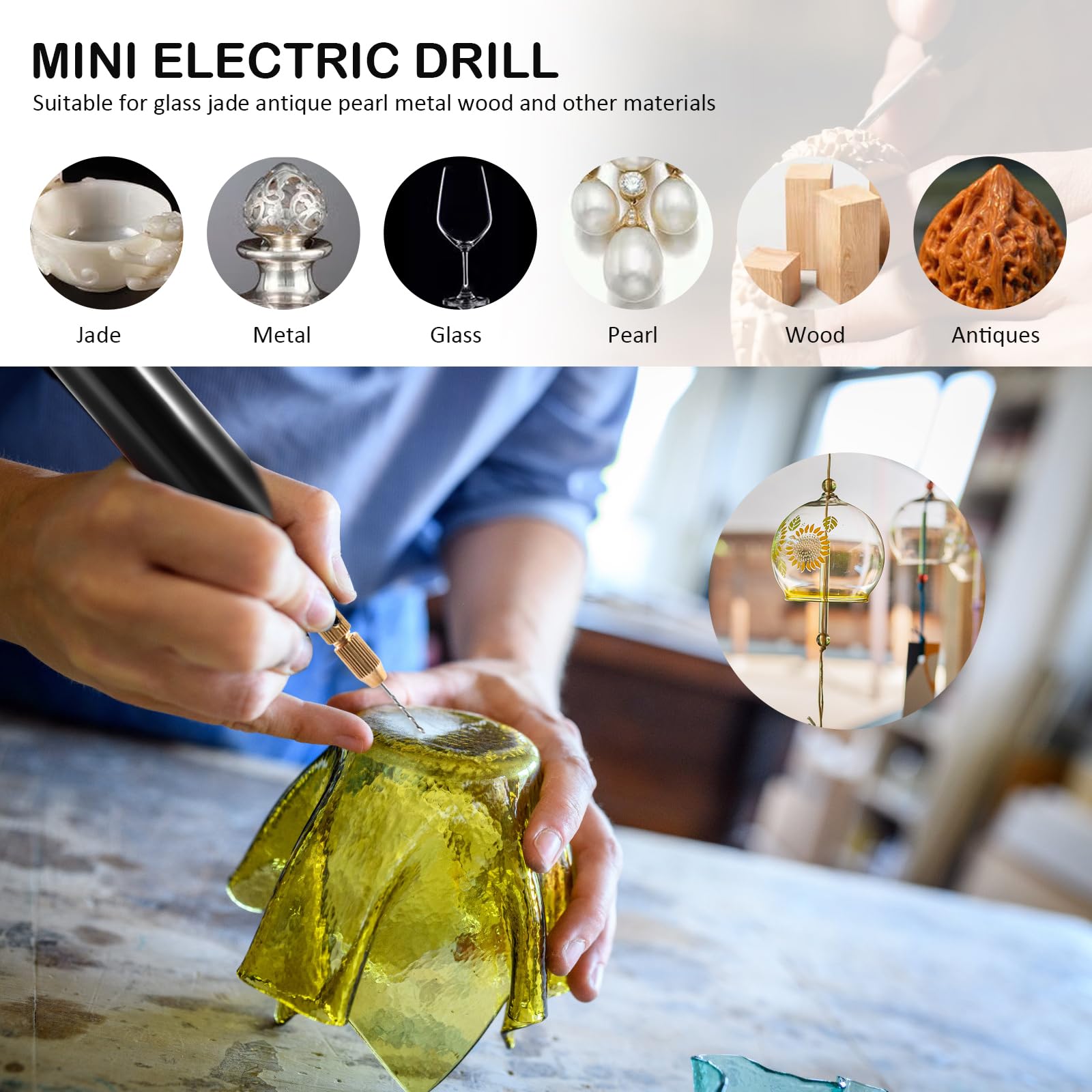 Mini Trapani Elettrici Portatile 5V Ricaricabile con 9 Pezzi Trapano USB Foratura Legno Plastica
