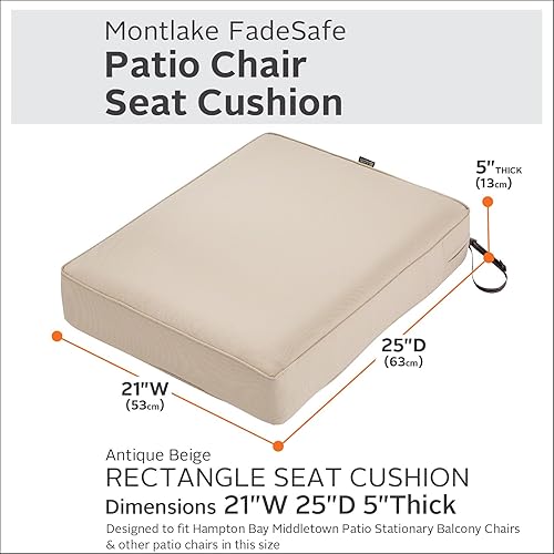 Miniatura 3 de Classic Accessories Montlake - Cojín rectangular resistente al agua de 21 x 25 x 5 pulgadas, para asiento de exterior, cojín para silla de muebles