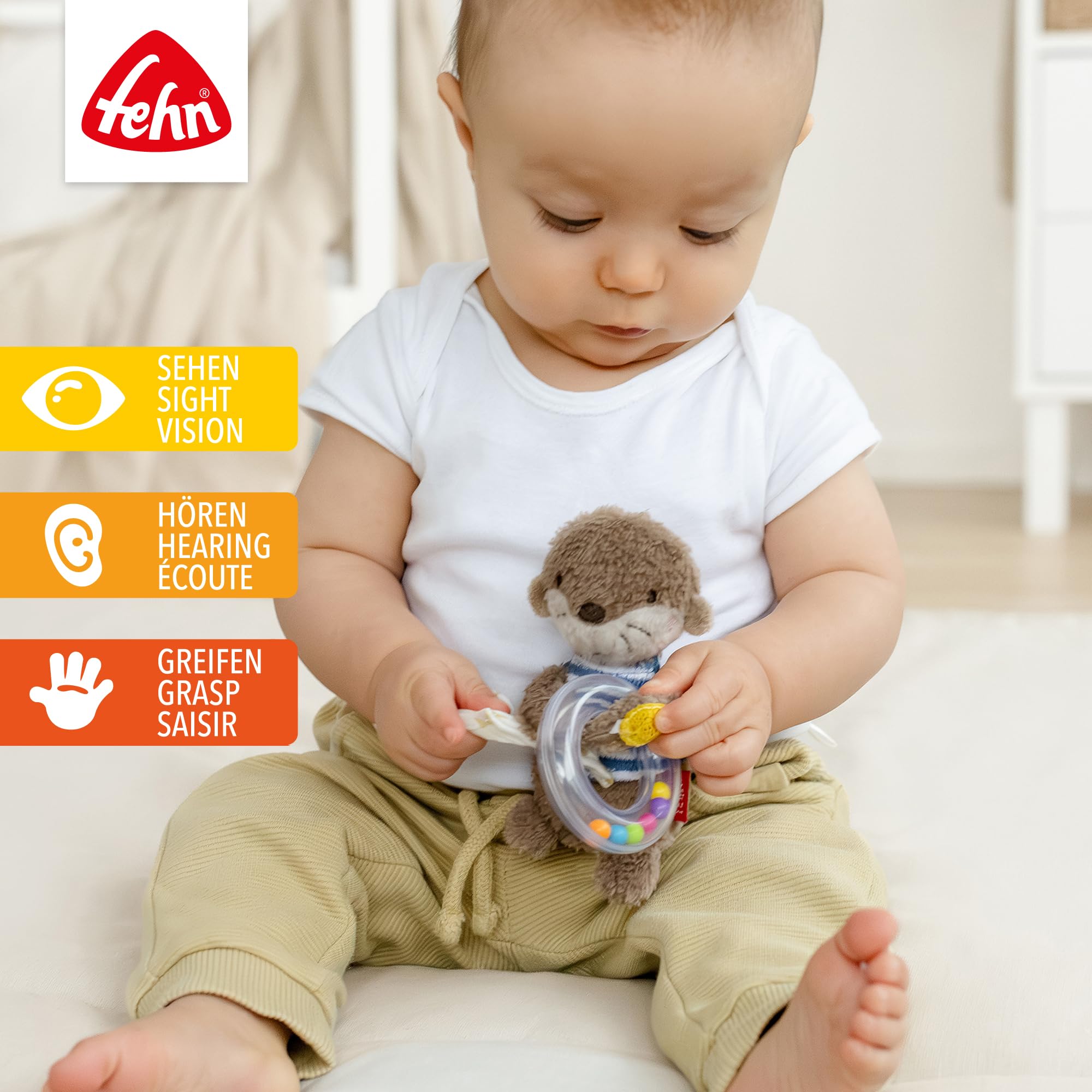Hochet Anneau Fée Pour Bébé - Jouet D'Éveil Sensoriel 0+ Mois - Peluche Douce Avec Broderie Lumineuse - Cadeau Naissance - 10