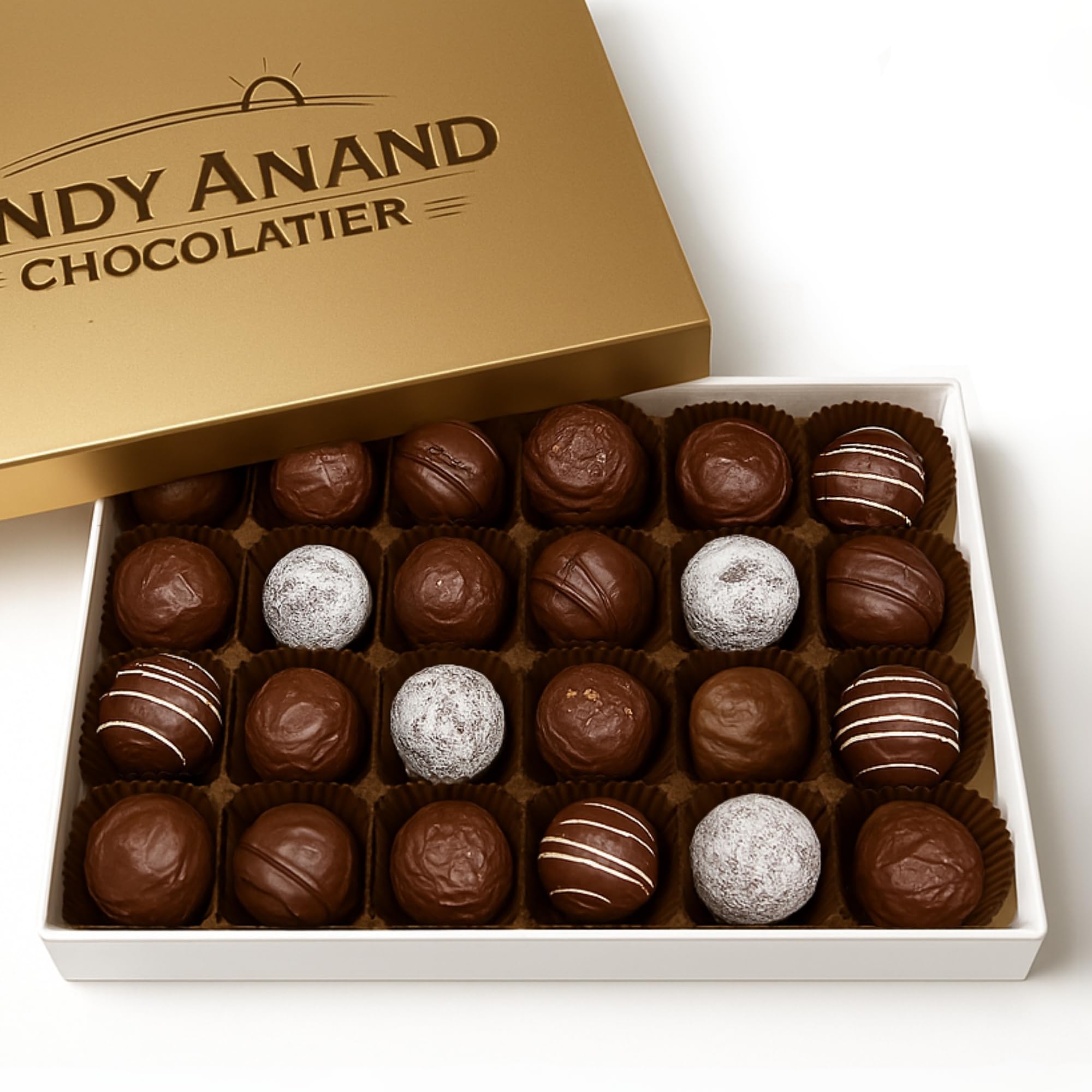 Sponsored Ad - Andy Anand Chocolatier Belgian Dark Chocolate Truffles Gift Box – Gluten Free Premium Flavor-Inspired Assortment, Rich & Decadent Gourmet Truffles for Chocolate Lovers (24 Pcs)