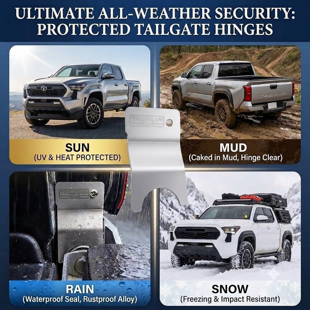 Tailgate Anti-Theft Lock Compatible with Toyota Tacoma 2024 2025 2026+, Stainless Steel Tailgate Lock Protector with Security Screws, No-Drill Truck Bed Tailgate Theft Protection, Tacoma Accessories