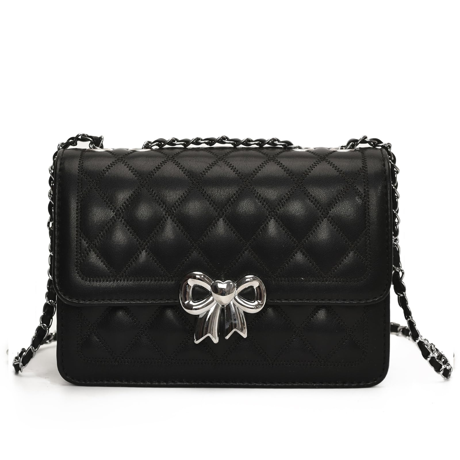 JANSBEN Handtasche Damen Klein - Kleine Umhängetasche Leder Crossbody Bag mit Kettenriemen Mehrere Fächer Tasche