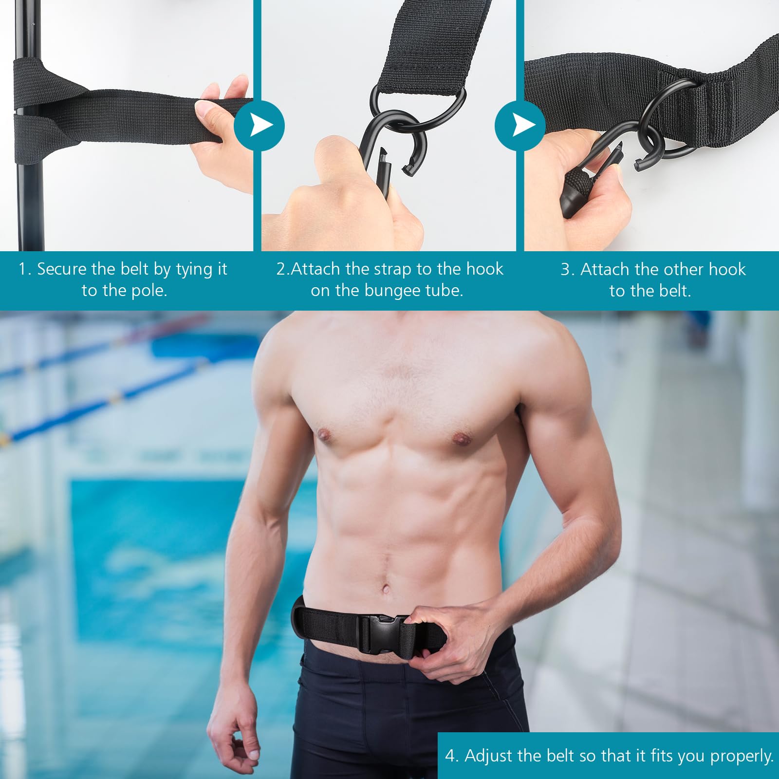 TUT Schwimmgürtel, 4-10M Schwimmgurt für Pool, Einstellbare Schwimmtrainer für Erwachsene-Genießen Sie den heißen Sommer im Pool