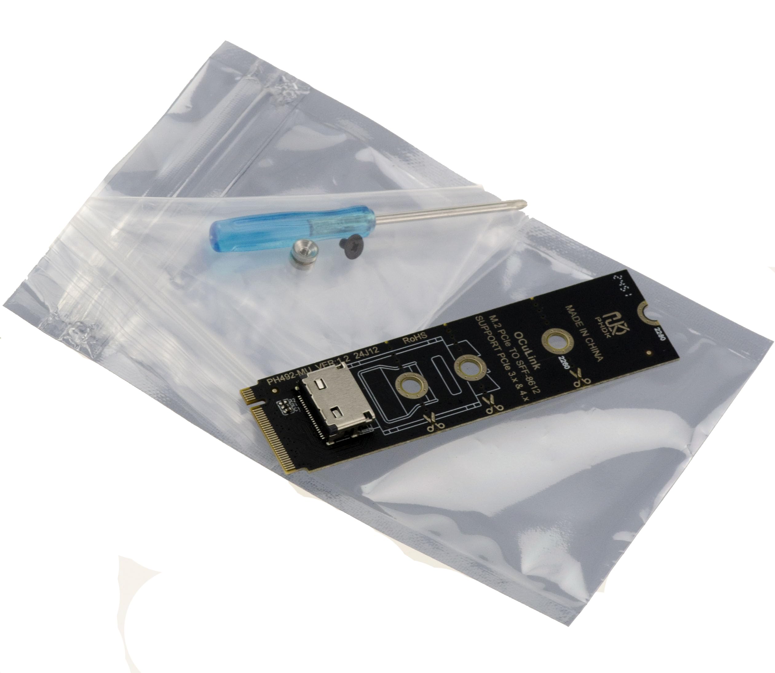 KALEA-INFORMATIQUE Adapter dla portu M2 NVMe M Key do Oculink SFF-8612 PCIe 4.0 zgodny z 2230 2242 2260 2280