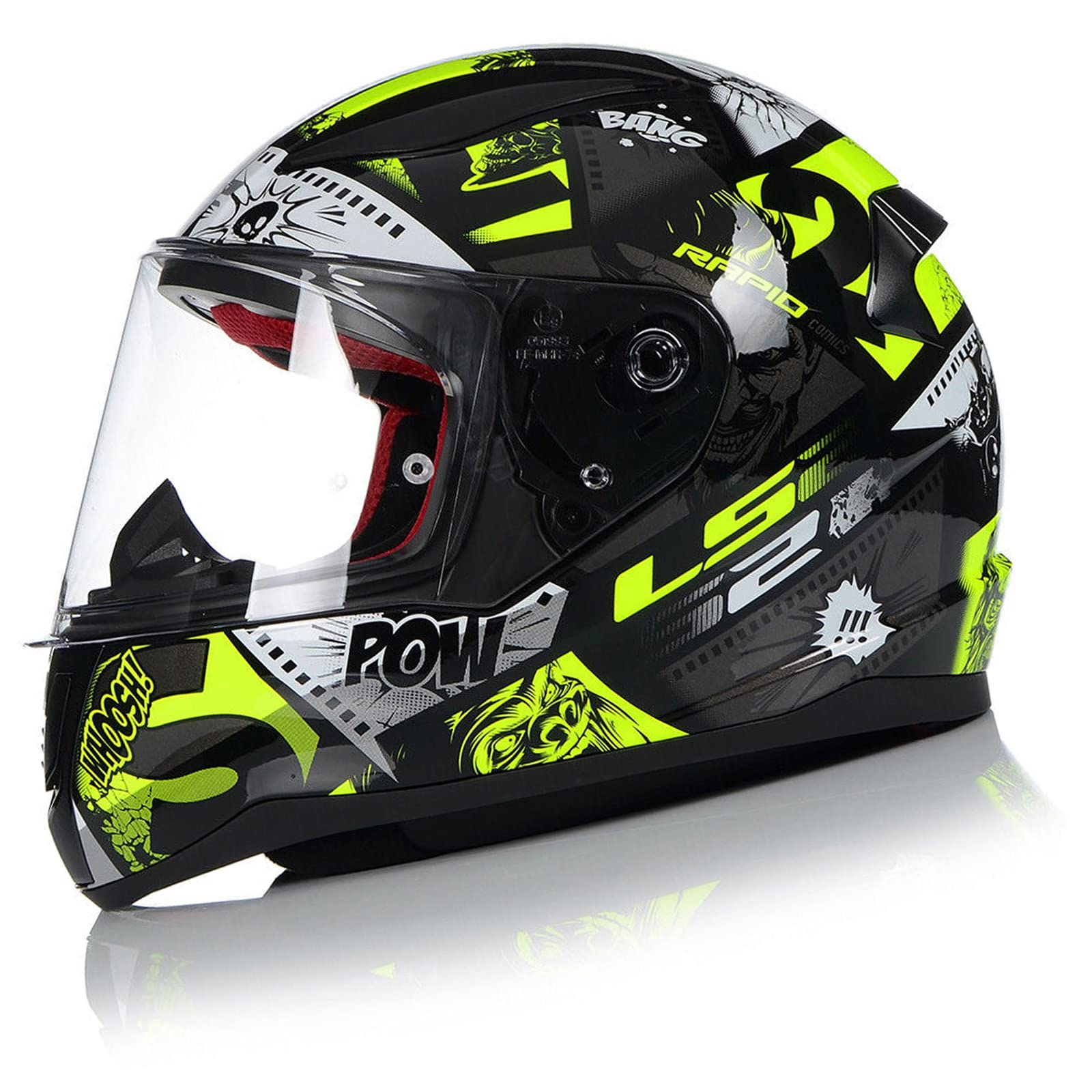 LS2 FF353 RAPID MINI VIGNETTE FULL FACE MOTORBIKE MOTOCYCLE CRASH PINLOCK READY HELMET, BLACK Hi-Viz YELLOW