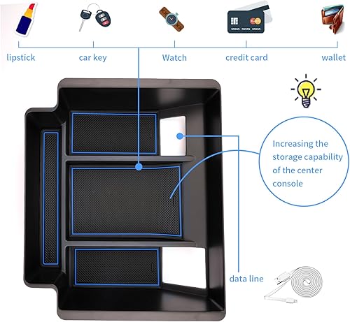Miniatura 4 de YEE PIN Organizador de consola de asiento de cubo Chevy Silverado 1500GMC Sierra 1500 2023 2024, Chevy Silverado 1500 2023 2024, organizador de