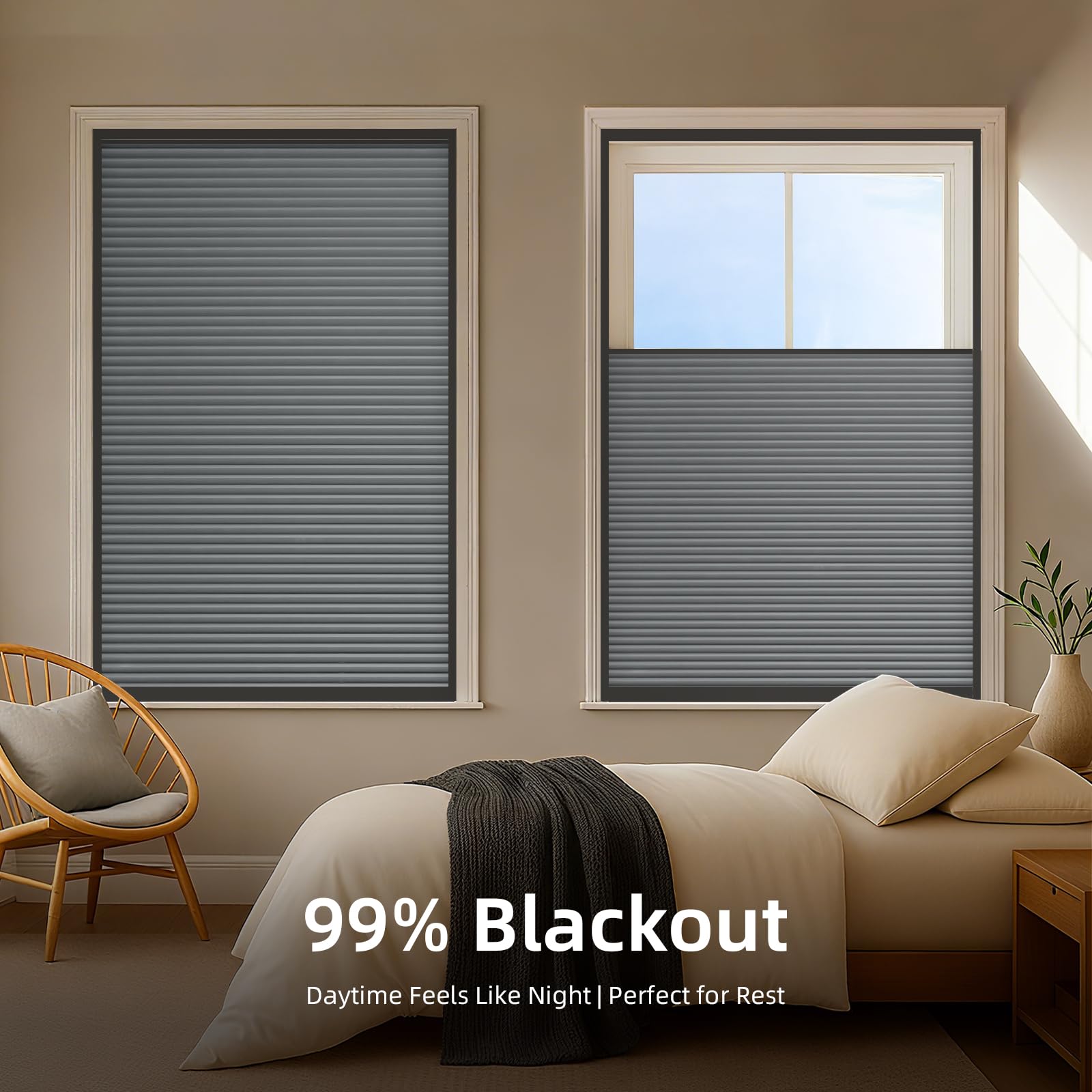 TIPIACE Persianas Eléctricas De Panal De Abejas De Cableado Duro Persianas De Tejido Impermeable De Sombra Completa, Tamaño Personalizado (Gris Oscuro 93021F W80 X L 120cm