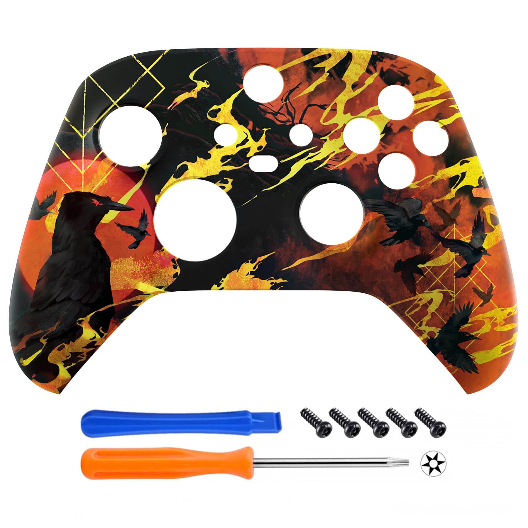 eXtremeRate Replacement Shell for Xbox Series X & S Controller - Unleash Your Style - Blood Moon Raven Custom Acessories Front Housing Cover for Xbox Core Controller Wireless [Control NOT Included] - 4