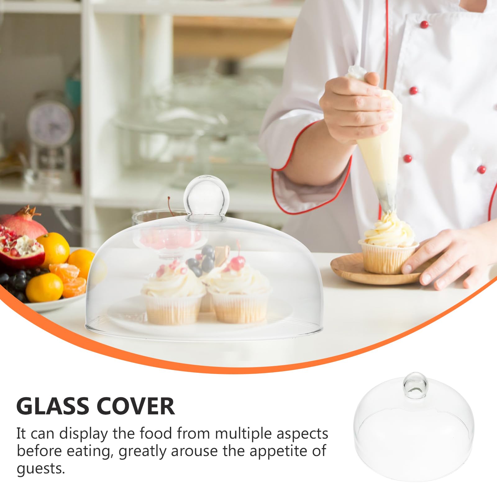 UPKOCH Cloche en verre transparent pour gâteaux, fruits, fromage, 23 cm