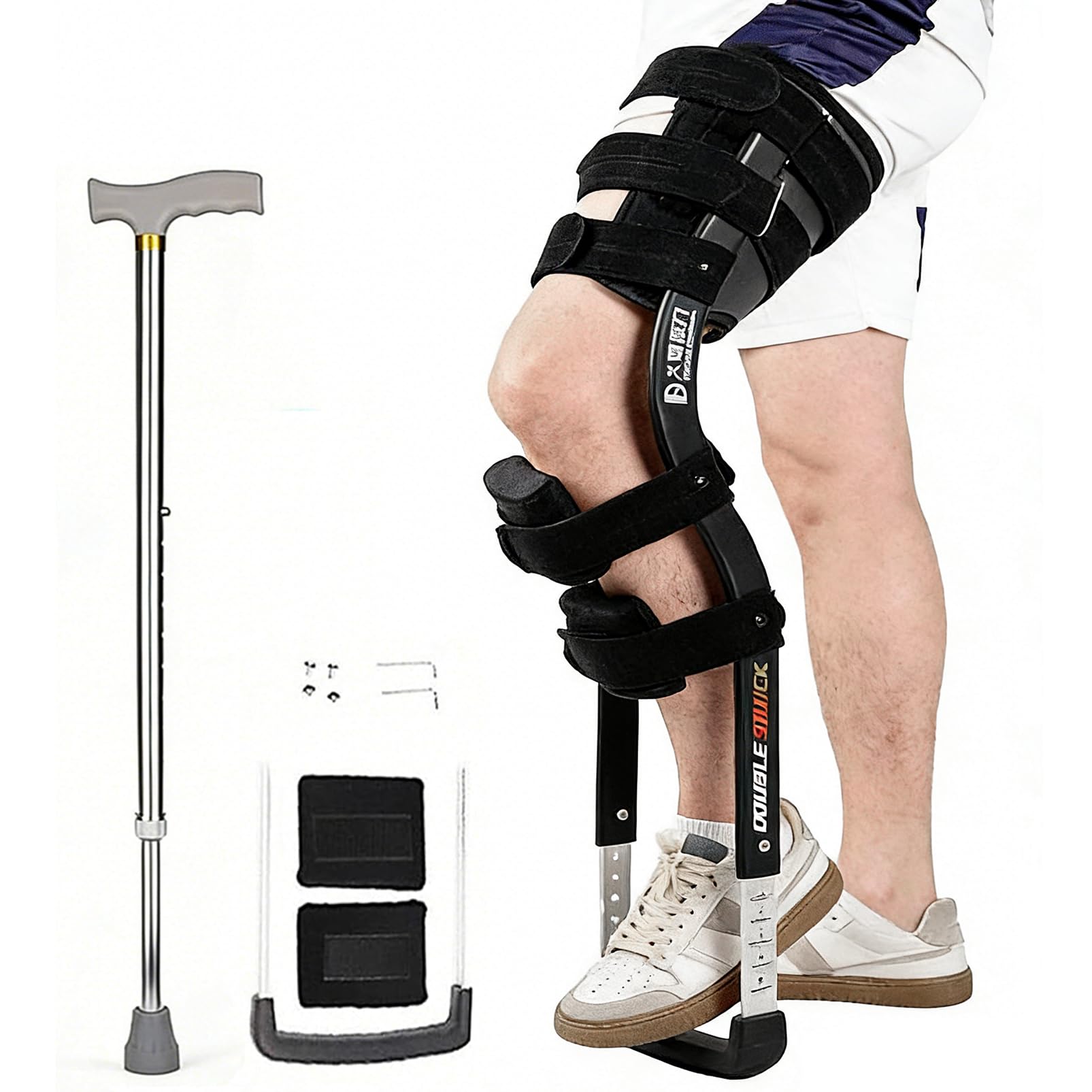 Béquille mains libres en aluminium réglable pour soigner entorse cheville et pied