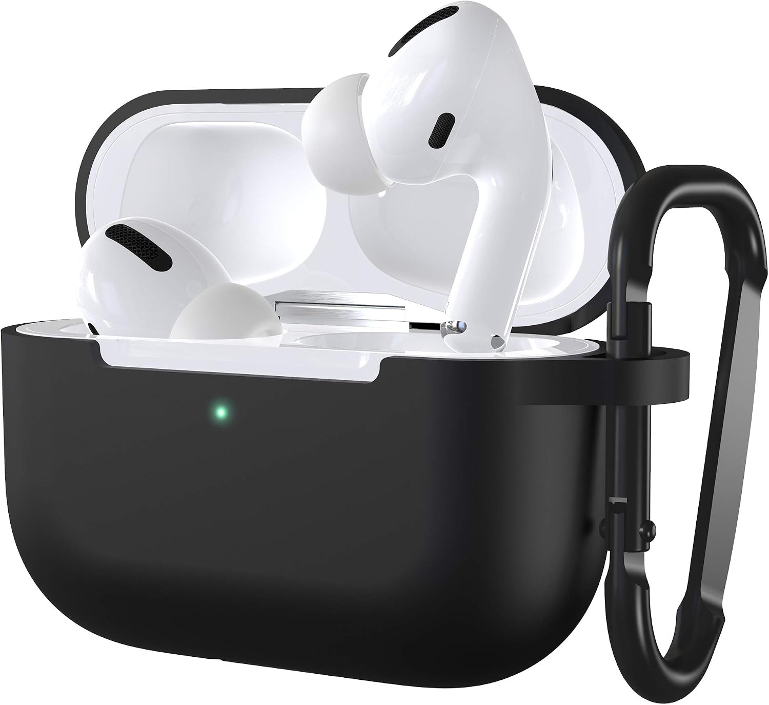 ULAK Compatible with Airpods Pro Case Cover, Soft AirPod Pro Case with Keychain for Girls Women Men Full-Body Protective Skin Silicone Cover Compatible with AirPods Pro (2019 Release), Black