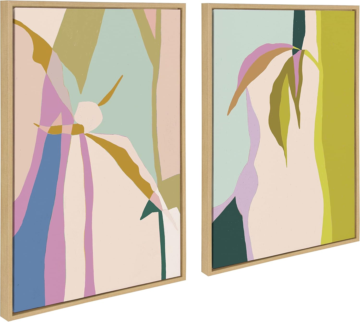 Abstract Canvas Print Set in Natural Frame, 23x33
