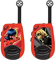 Vista 1 de LEXiBOOK Miraculous - Walkie-Talkies digitales para niños - Rango de transmisión de 1.2 mi, función de luz morse, clip para cinturón