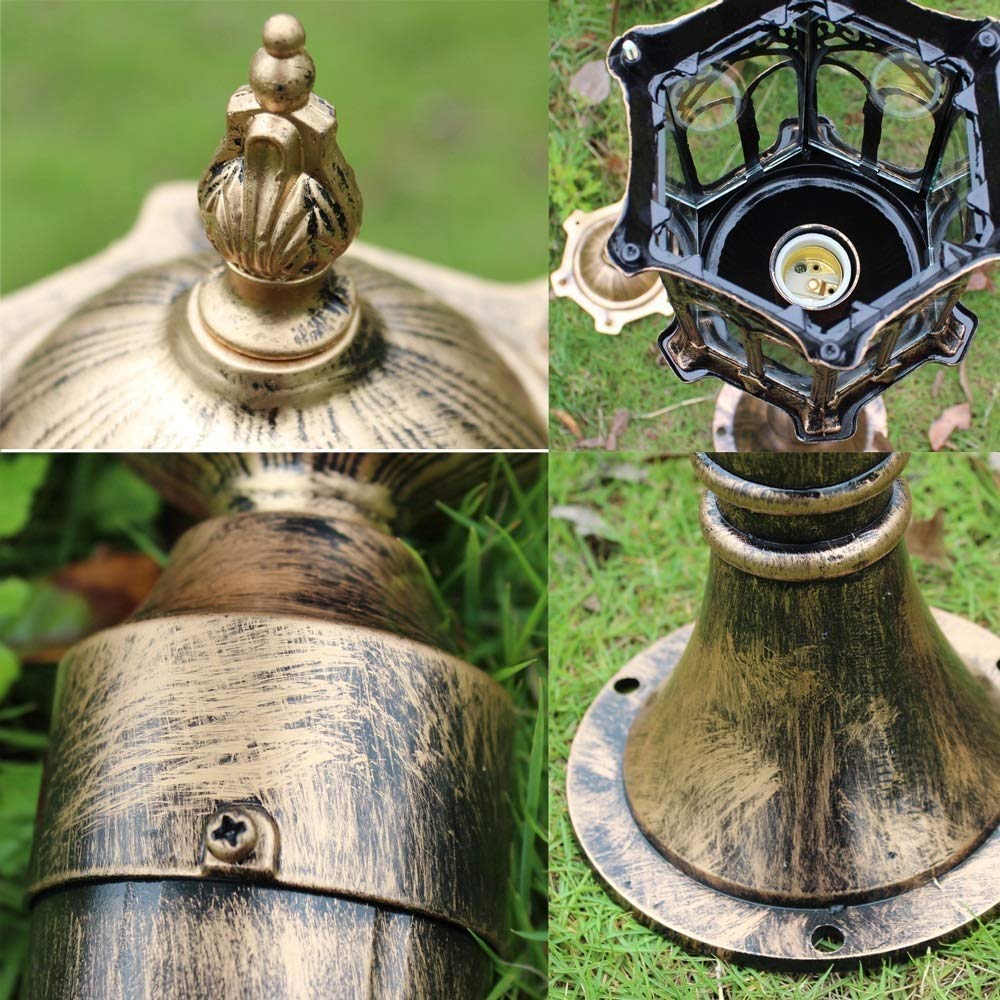 Latarnie zewnętrzne Zewnętrzna europejska lampa retro z wysokim słupem E27 Lampa trawnikowa Zewnętrzna lampa drogowa Willa Balkon Dziedziniec Wodoodporne,Czarny-80cm