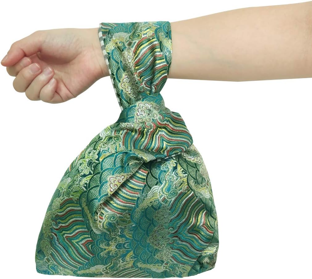 BAR Stylish Cotton Japanese Pattern Wrist Bag Sleeve Knot Pouch Portable Canvas Tote Purse for Female, Women