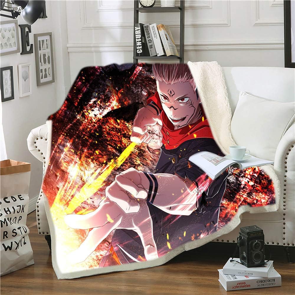 Jujutsu Kaisen Ryomen Sukuna Anime Flanell 3D Digital gedruckte Decke Bettwäsche Fit Office Home