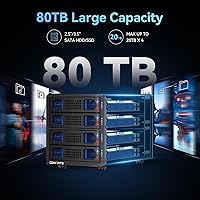 Vista 2 de 4 Bay Hard Drive Enclosure with Cooling Fan for 2.5/3.5" SATA HDD/SSD with USB A/C 3.0 Cable, Tool-Free HDD Enclosure, 3.5 Hard Drive Enclosure