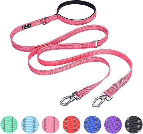 Miniatura 8 de EXCELLENT ELITE SPANKER Correa reflectante doble para perro, correa doble para perro, 5 pies, correa múltiple para perro con asa acolchada para dos