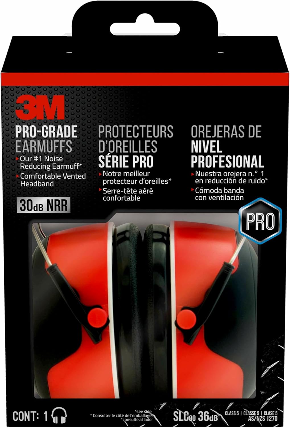 3M Pro-Grade Earmuff, Noise Reduction Rating (NRR) 30 dB, Lightweight & Adjustable Ear Muffs, Reduce Pressure Points For All-Day Comfort, Steel Wire Headband With Rubber Overmold Design (90565-4DC-PS) 3M Pro-Grade Earmuff, Noise Reduction Rating (NRR) 30 dB, Lightweight & Adjustable Ear Muffs, Reduce Pressure Points For All-Day Comfort, Steel Wire Headband With Rubber Overmold Design (90565-4DC-PS)