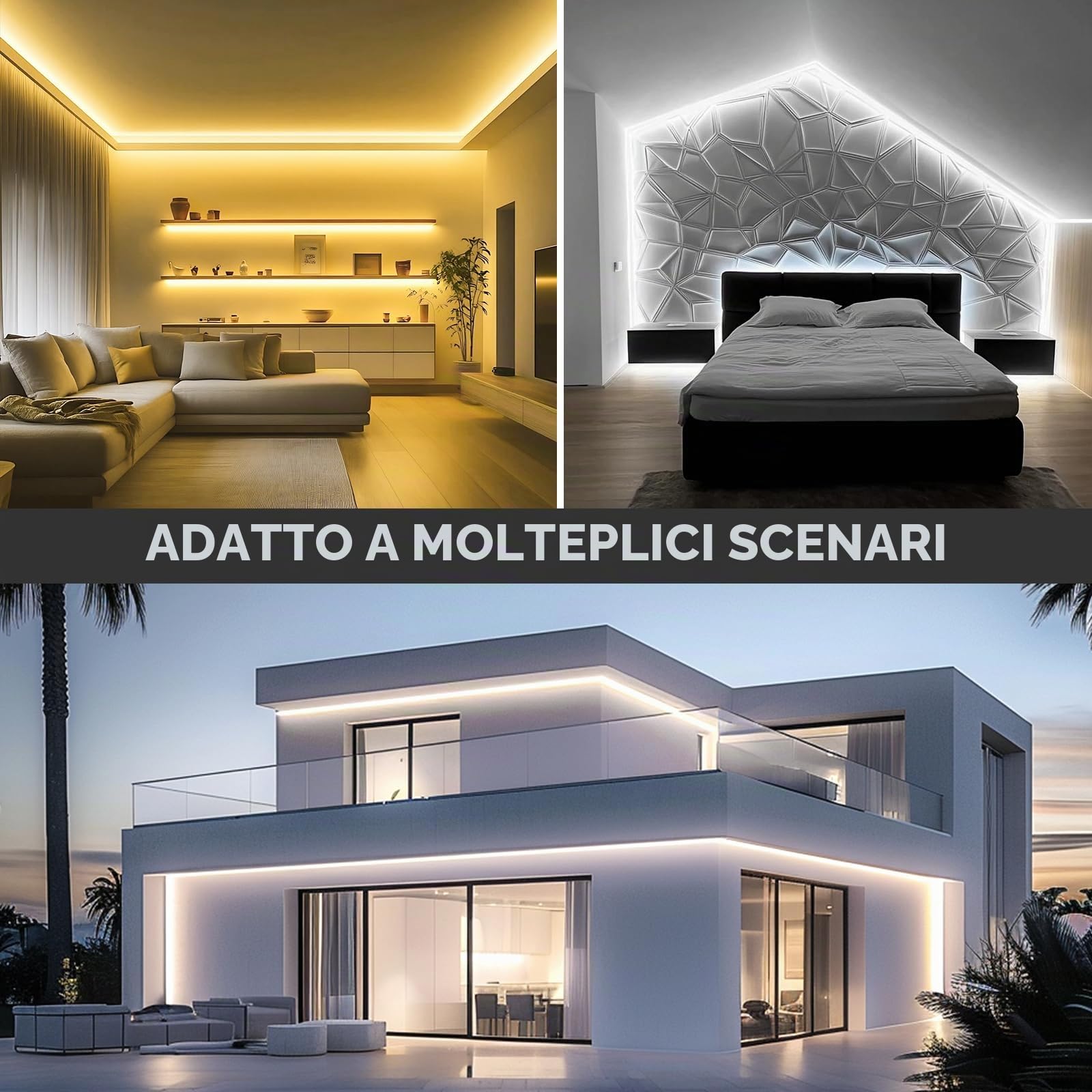 Shine Decor Striscia LED COB da 5 m, AC 220 V, 230 V, IP65, impermeabile, SMD2025, 286 LED/m, luminosità ultra alta, per cucina, giardino, illuminazione a LED (5 m, bianco neutro, certificazione CE)