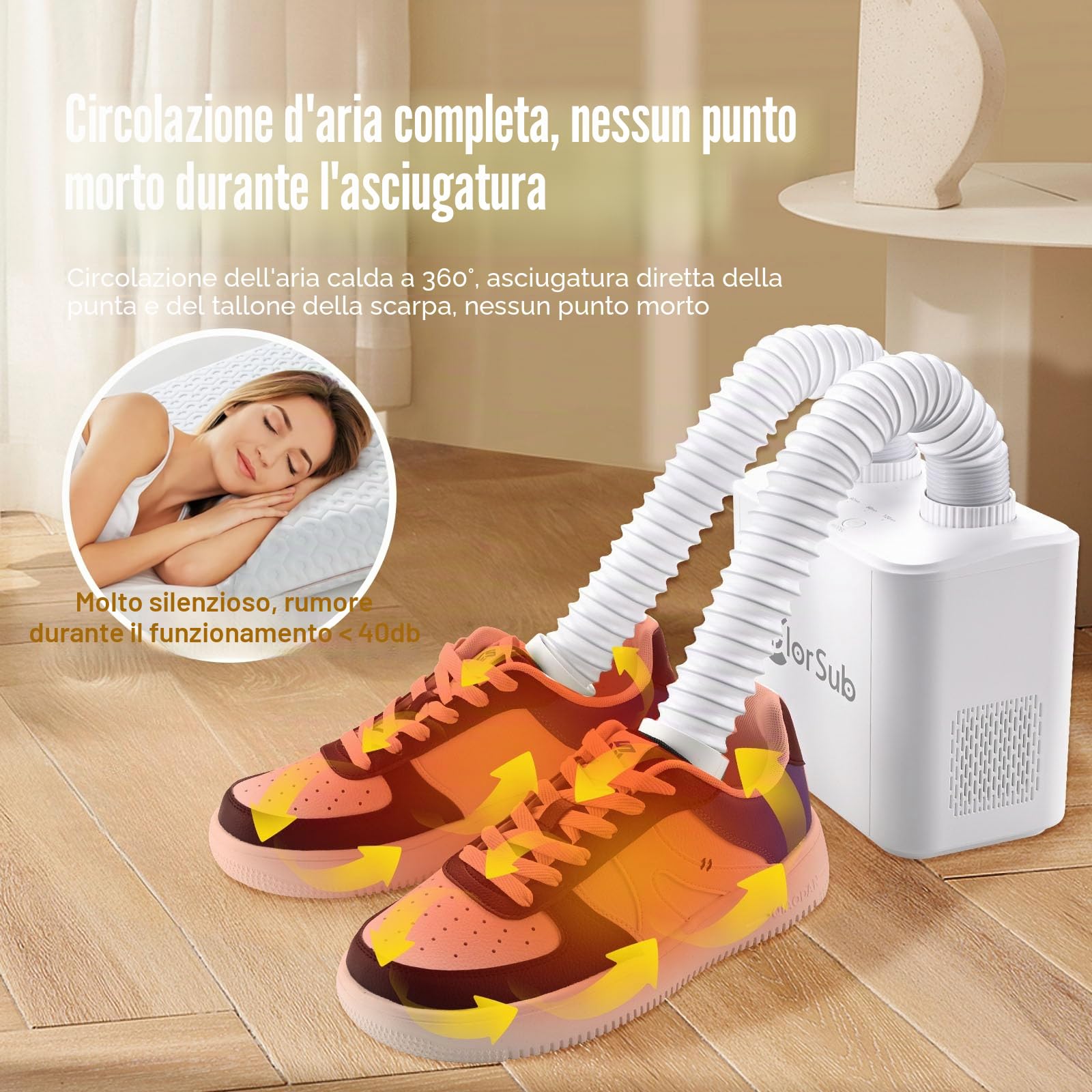 ColorSub Essiccatore scarpe elettriche,scalda scarpe riscaldate,Asciugamani Stivali, Calda Scarpa con Cronometraggio per Asciugare Cappelli, Scarpe, Guanti