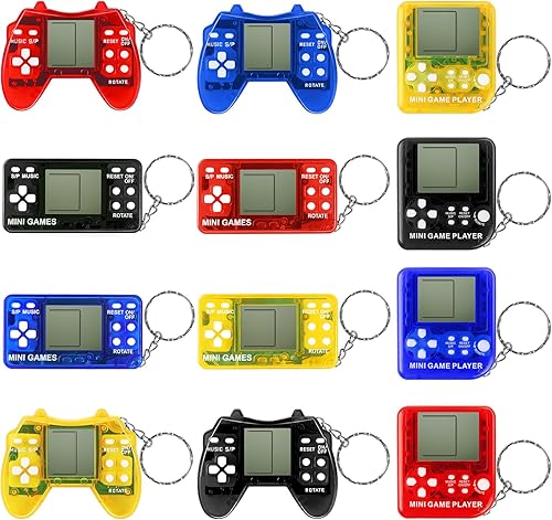 12 piezas de recuerdos de fiesta de videojuegos, mini juegos de llaveros de juguete de juegos de arcade, regalos a granel, regalos de cumpleaños,