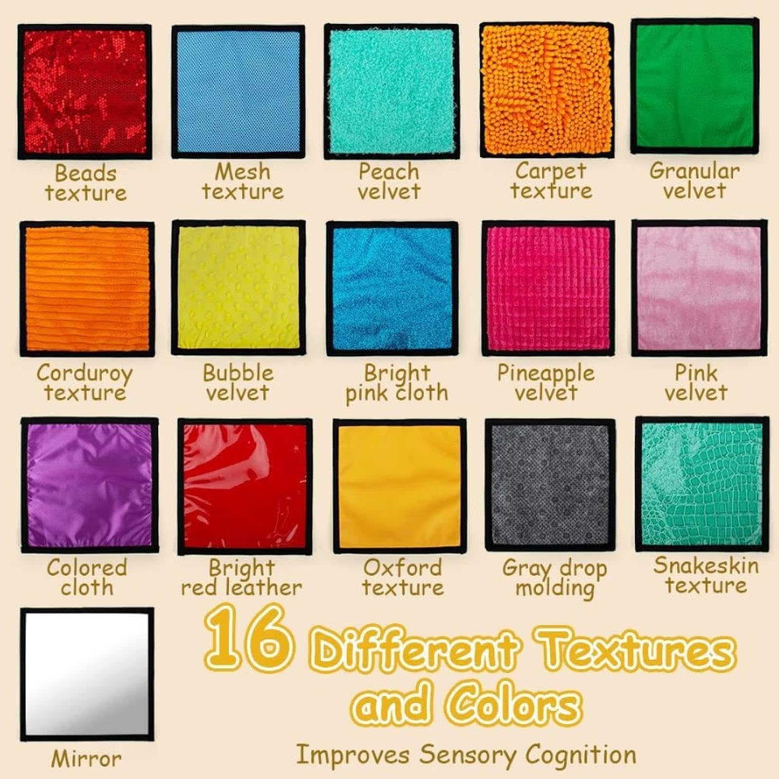 16 Tappetini Sensoriali con Texture, Adatti All'esplorazione Infantile dai 3 Ai 6 Anni.