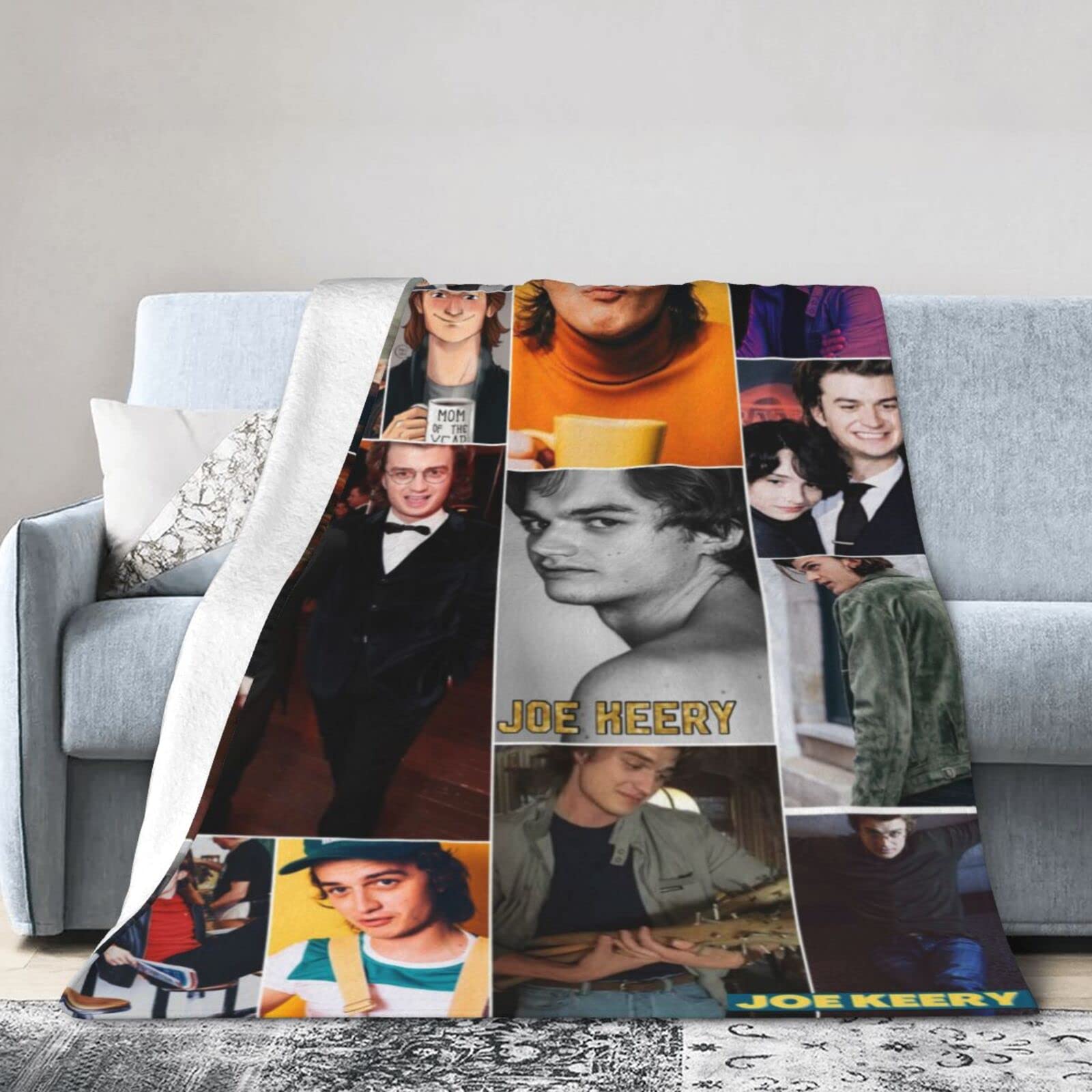 Fleece Blanket for Sofa Camping, Super Soft Lightweight Cozy Luxury Flannel Bed Blanket, Joe Steve Keery Fluffy Plush Couch Blanket Throw fo 125CM X 100CM
