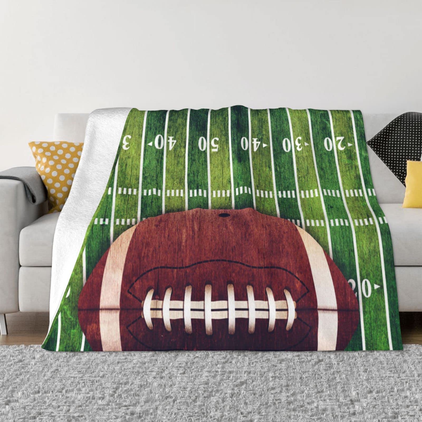 Couverture en flanelle de football américain plaid doux toutes saisons