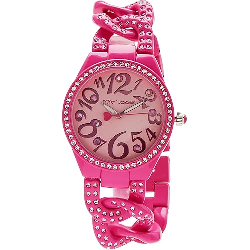 Betsey Johnson Women's Watch - Curb Chain Bracelet Wristwatch, 3 Hand Quartz Movement, Easy Read Dial