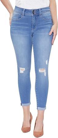 Royalty for Me Womens Royalty for Me Womens Tummy Control 2 Button Rolled Cuff Jean