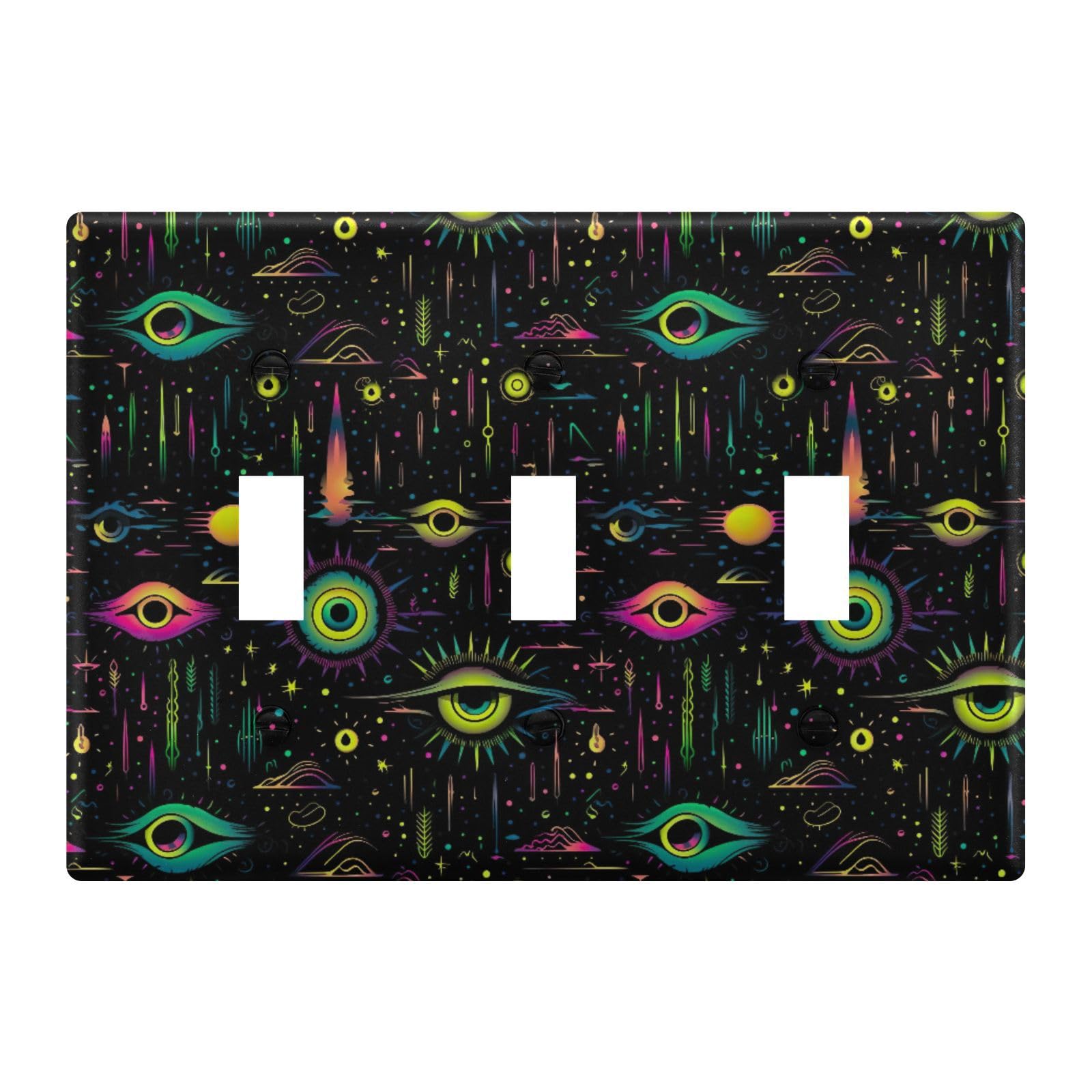 Light Switch Cover Eyes Mandala Wall Plates for Electrical Outlets 3 Gang 202a8661