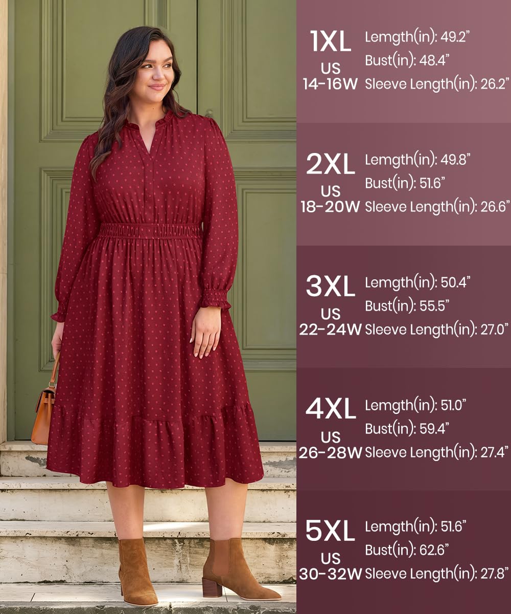 RITERA Damen-Midikleid, Übergröße, Herbst, Hochzeit, Gäste, V-Ausschnitt
