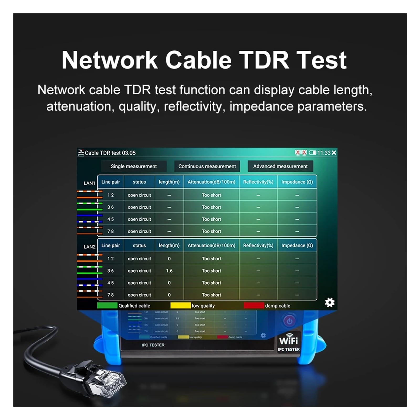 Tester CCTV IPC con touch screen 8MP AHD CVI TVI Ingresso e uscita HDMI Tester for cavi di rete for monitor telecamera PTZ Facile da leggere