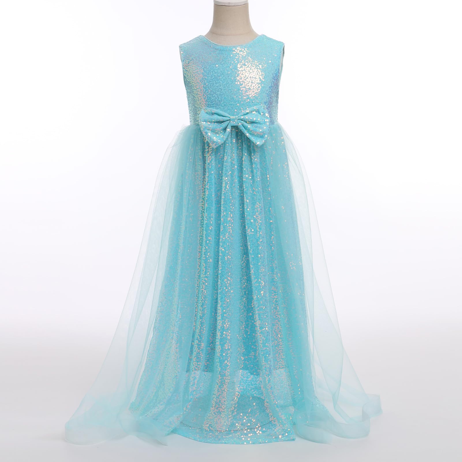 Blumenmädchen Paillettenkleid ärmellos Glitzer Prinzessin Tüll langes Maxikleid Festzug Geburtstag Hochzeit Party Kleid | Funkelndes Tüllkleid für kleine Mädchen, Blumenmädchen, Hochzeit, Party, Ballkleid, 3–14 Jahre