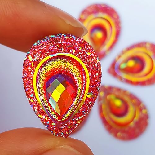 Vista 12 de Botones brillantes de color AB para coser, manualidades, cuentas de espalda plana, para decoración de disfraces, vestidos de boda, 0.709 x 0.984 in