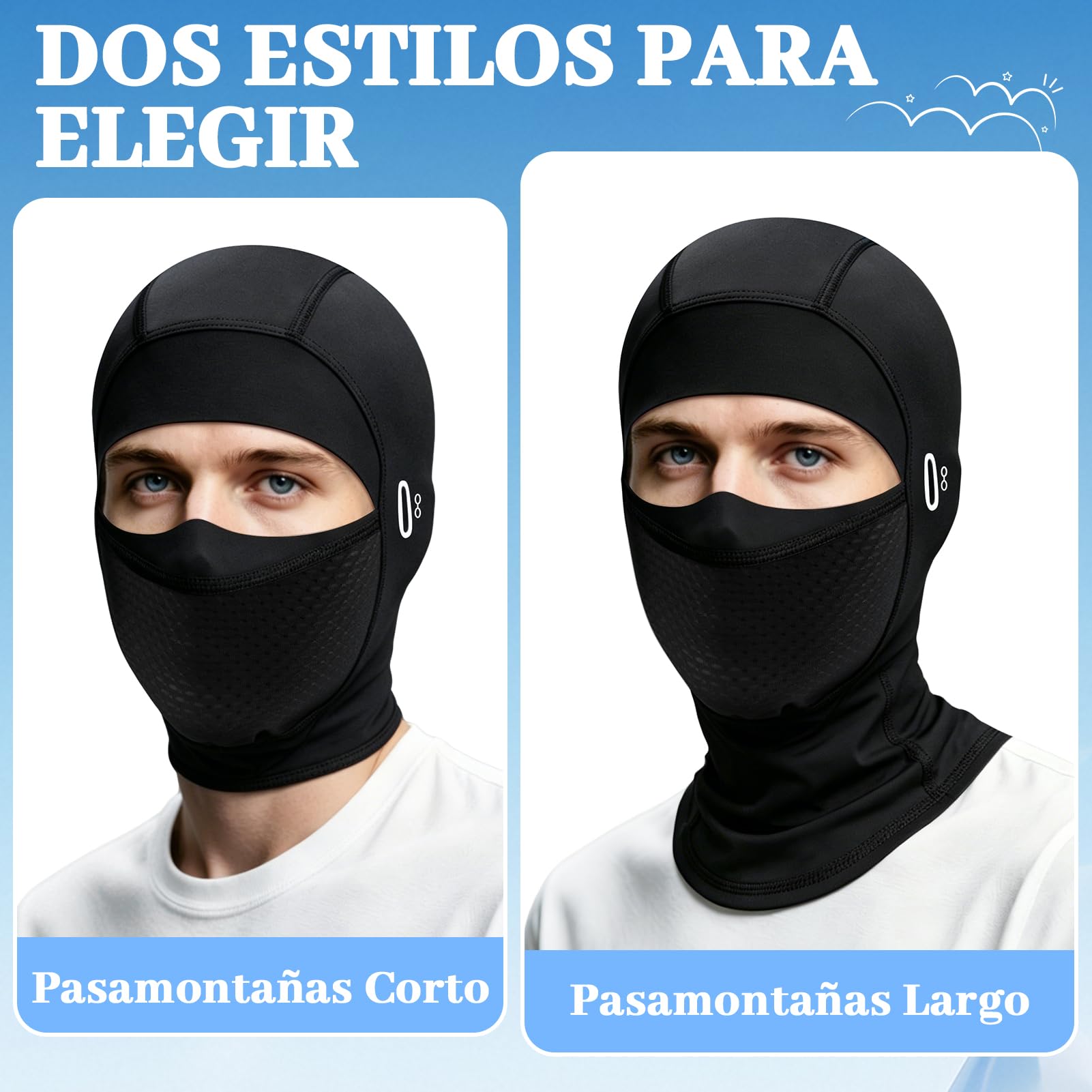 Kiiwah Pasamontañas Verano Transpirable Balaclava Moto, Protección Solar Sotocasco Moto Fino Pasamontañas Hombre Mujer para Motocicleta Ciclismo (Largo/Corto)