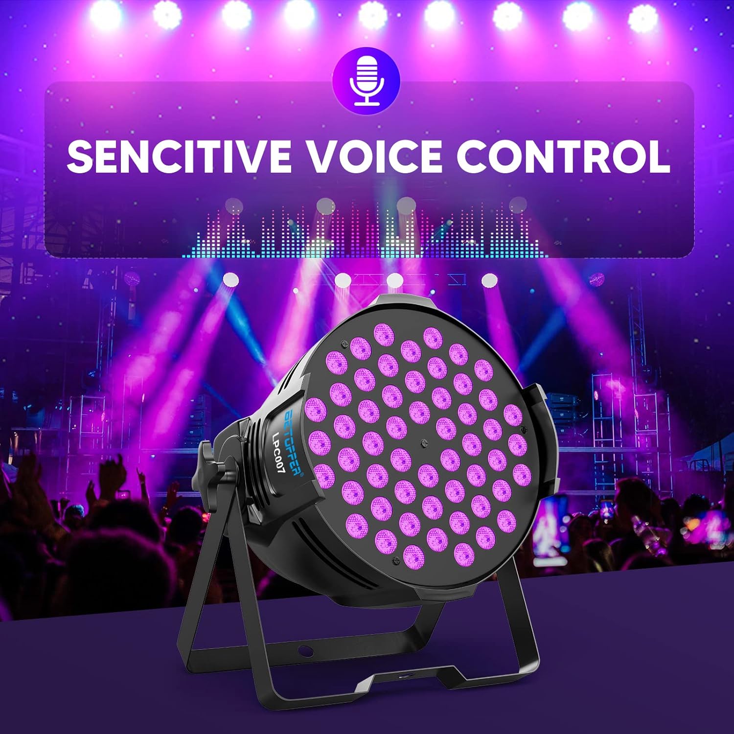 BETOPPER DJ Lights DMX Sound Activated, 54 x 3W LED Par Lights RGB Stage Lights DMX, DJ Par Lights for Church, Concert, Wedding, Party, Bar, Stage Lighting : Musical Instruments