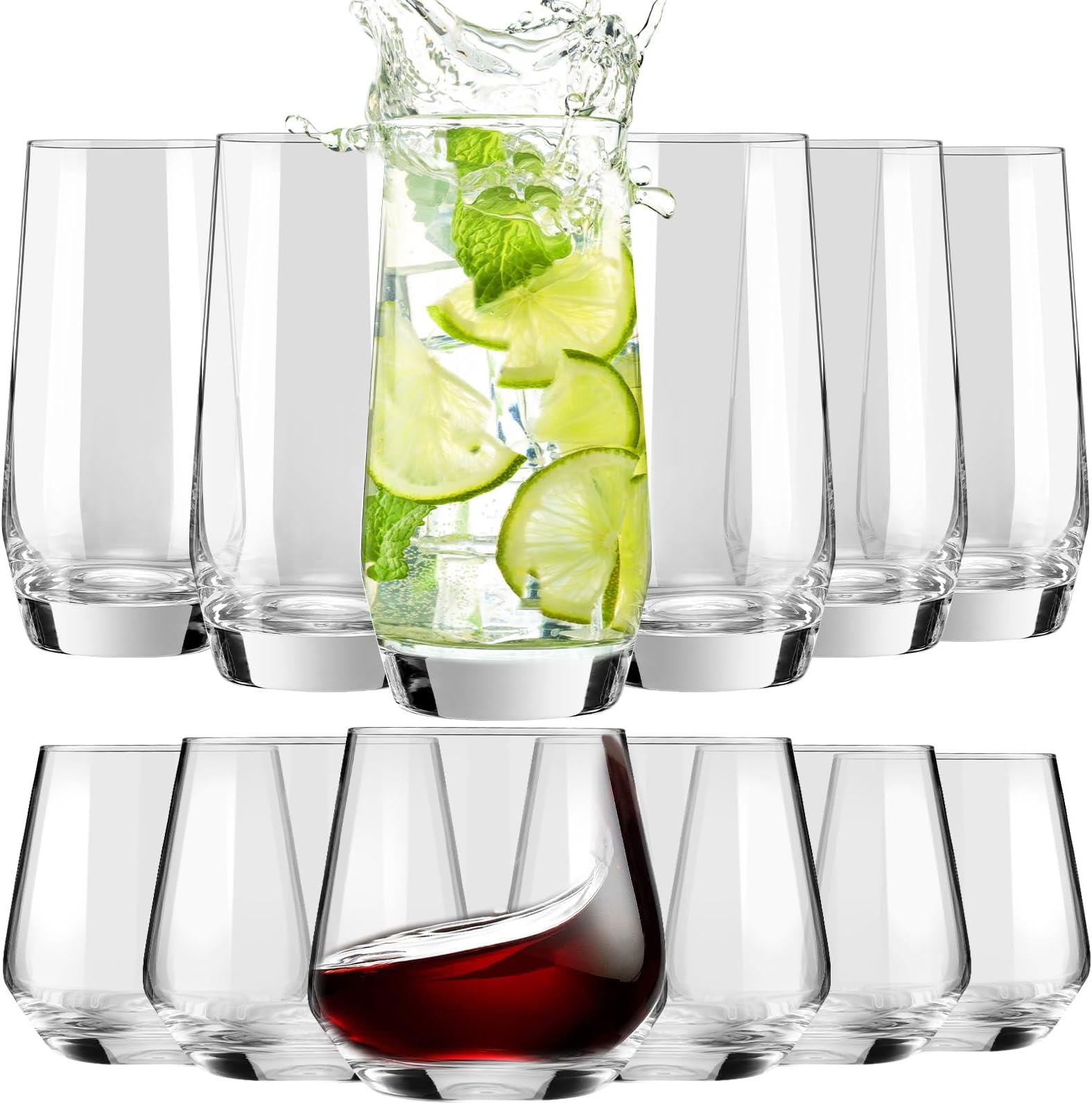 Amazon.com | MITBAK 16 - OZ Drinking Glasses (Set of 6) | Glass Cups ...