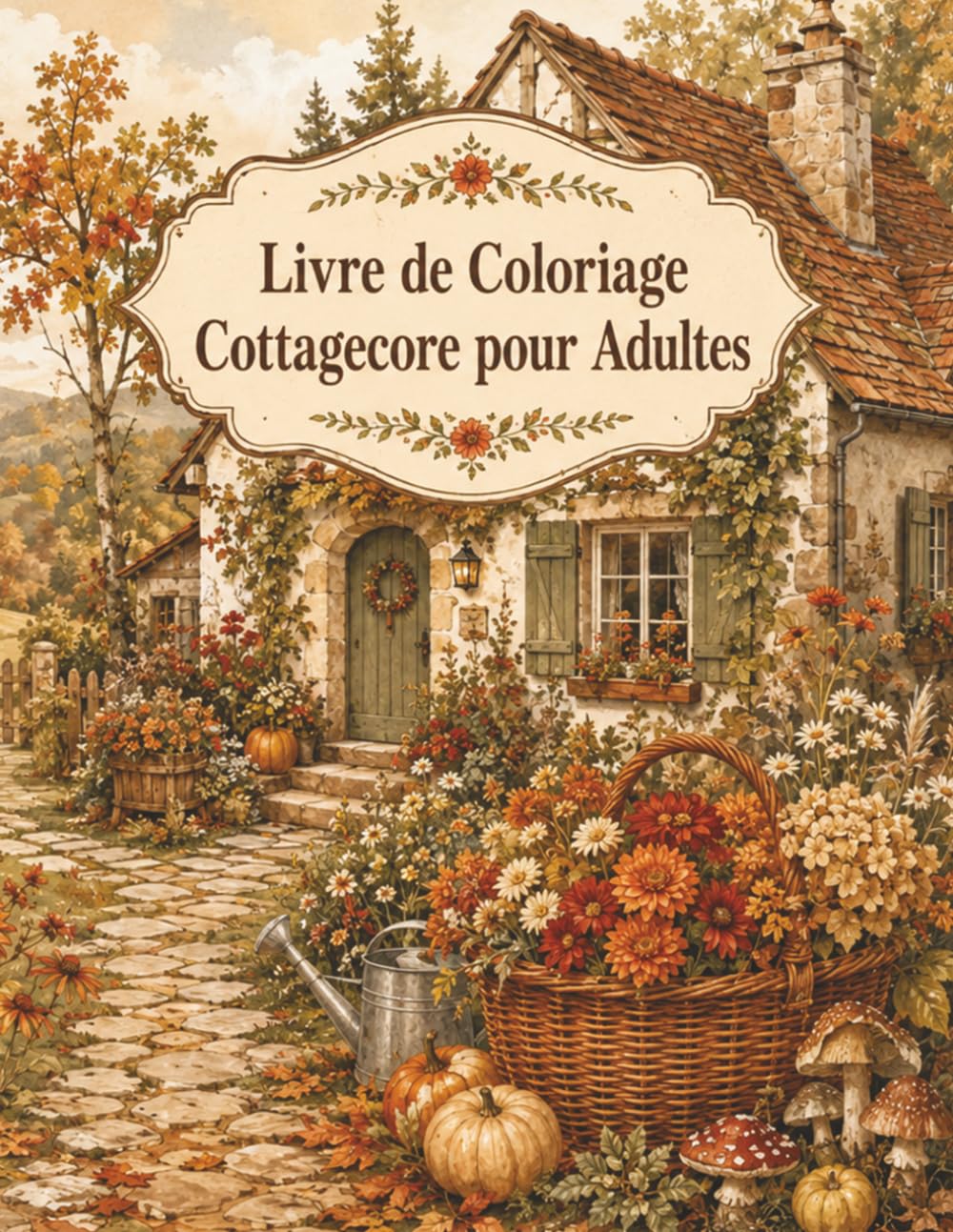 Livre de Coloriage Cottagecore pour Adultes: Créations florales, intérieurs chaleureux et paysages de campagne pour une pause apaisante