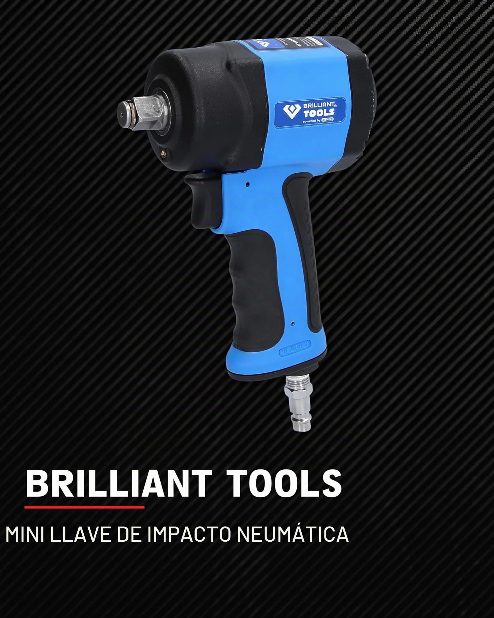 BRILLIANT TOOLS BT160400 Mini atornillador de impacto neumático de 1/2", 1.240 Nm [Powered by KS TOOLS]