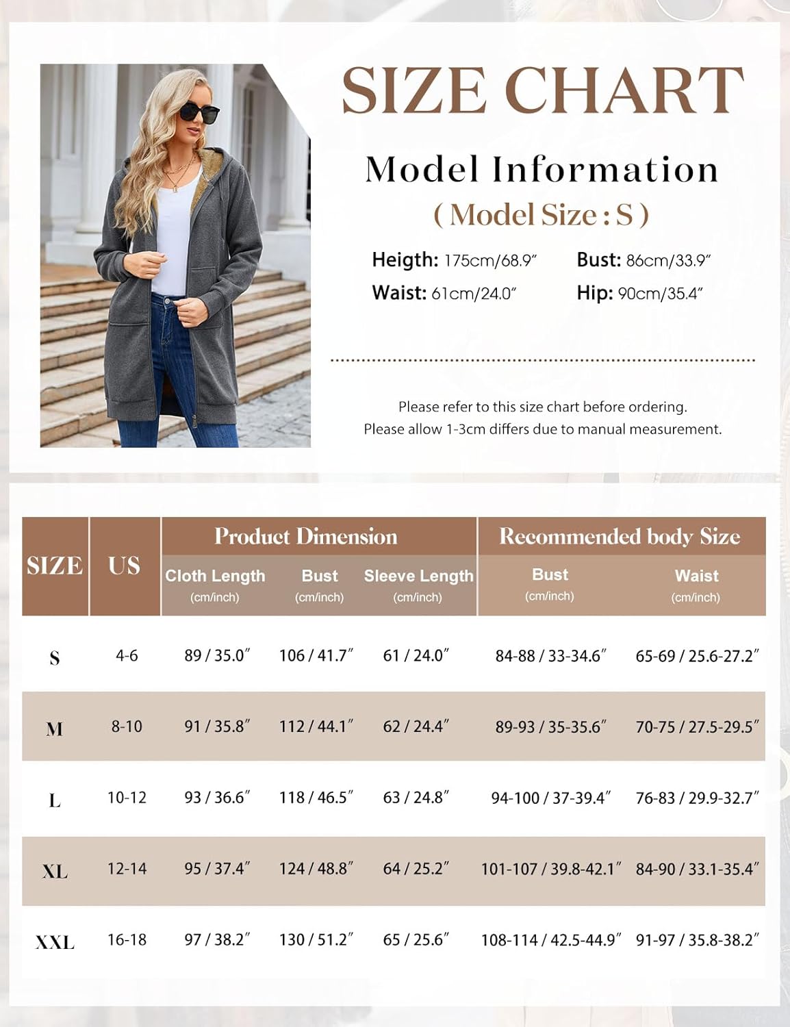 HEEKPEK Women's Long Hoodies Tunic Winter Fleece Jackets Casual Zip up Hoodies Soft Sherpa Sweatshirts Warm Long Coats - Image 4